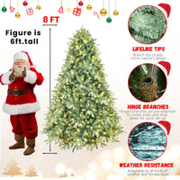 HKM-525843 8ft Blue-Green PE/PVC Mixed Artificial Christmas Tree with LED Lights