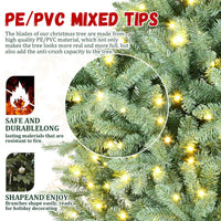 HKM-525843 8ft Blue-Green PE/PVC Mixed Artificial Christmas Tree with LED Lights