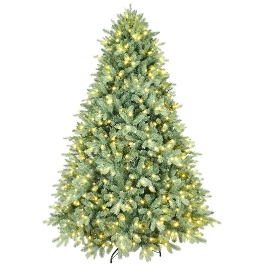 HKM-525843 8ft Blue-Green PE/PVC Mixed Artificial Christmas Tree with LED Lights