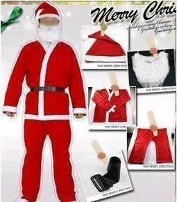 HKM-525843 Golden Velvet Santa Costume with Jacket, Pants, Hat, Beard, and Belt - One Size Fits S-XL