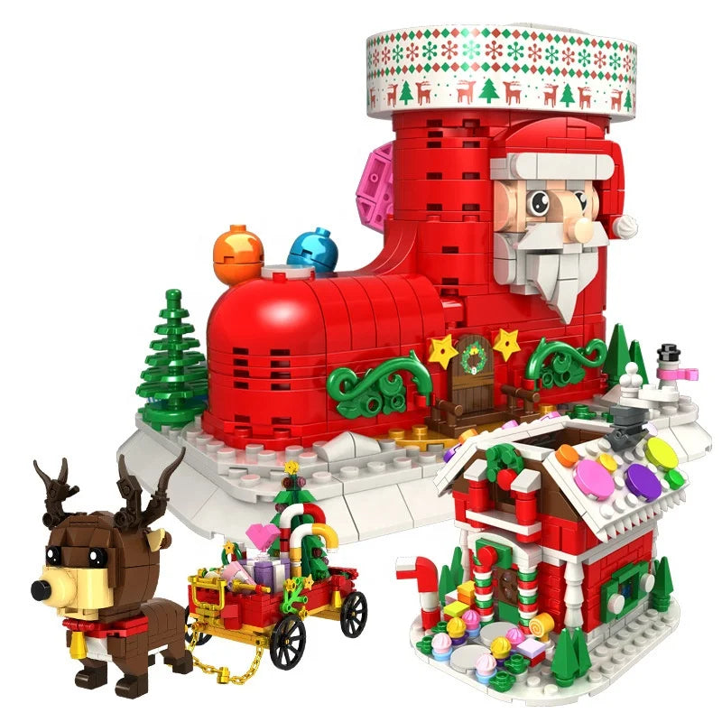 HKM-525971 Christmas Building Block Toy Set - Santa Claus House DIY Assembly Puzzle for Kids 8 Years & Up