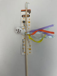 HKM-5260221 Cat Teaser with Wooden Pole and Doll Ribbon for Playtime Fun