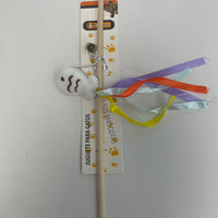 HKM-5260221 Cat Teaser with Wooden Pole and Doll Ribbon for Playtime Fun