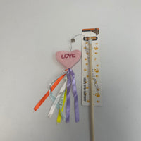 HKM-5260221 Cat Teaser with Wooden Pole and Doll Ribbon for Playtime Fun