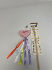 HKM-5260221 Cat Teaser with Wooden Pole and Doll Ribbon for Playtime Fun