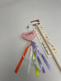 HKM-5260221 Cat Teaser with Wooden Pole and Doll Ribbon for Playtime Fun