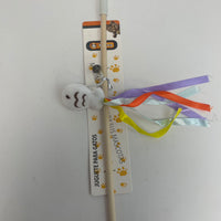 HKM-5260221 Cat Teaser with Wooden Pole and Doll Ribbon for Playtime Fun