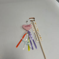 HKM-5260221 Cat Teaser with Wooden Pole and Doll Ribbon for Playtime Fun