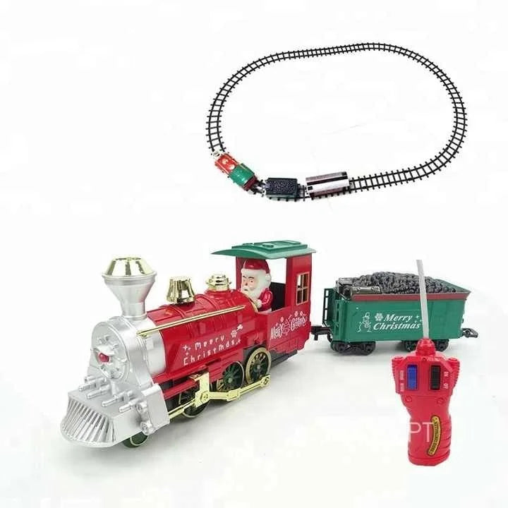 HKM-526035 Electric Christmas Train with Remote Control for Kids - 2 to 13 Years, Mini Train with Track, ABS Plastic, Includes Window Box Packaging