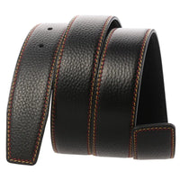 HKM-526099 Black Leather Belt with 3.4CM Perforated Pin Buckle - Versatile Fashion Accessory