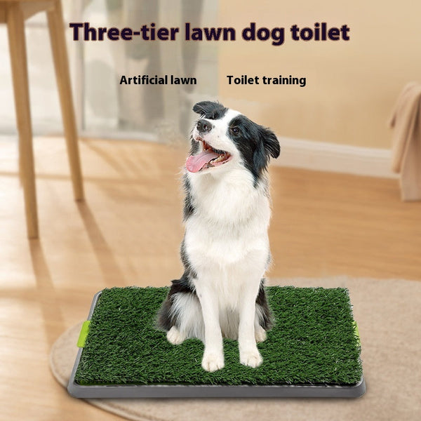HKM-5261245 Extra Large Three-Layer Dog Toilet with Turf for Fixed-Point Training