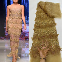 HKM-526227 Tassel Bead Tube Lace Fabric for Wedding Dresses and DIY Projects