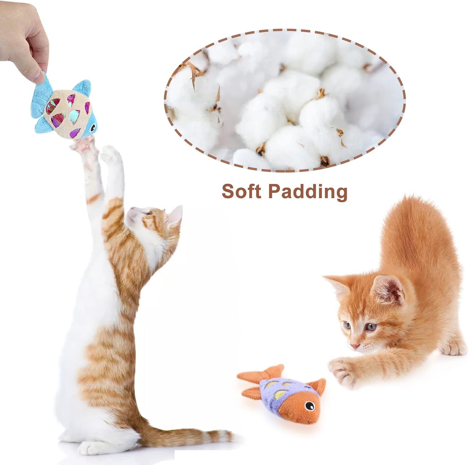 HKM-5262653 Interactive Cat Fish Toys with Crinkle Paper and Catnip - Soft Plush for Chewing and Dental Health