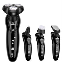 HKM-526291 Zhong Zheng Rechargeable 4D Floating Razor with 3 Rotating Blades and Waterproof Design