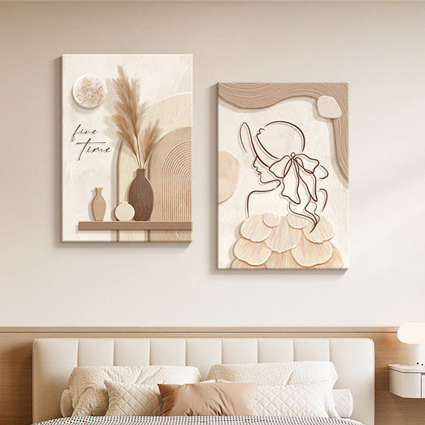 HKM-526483 Elegant Abstract Character Mural in Embossed Film - 40x60 Frameless Decorative Painting