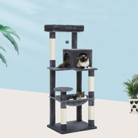 HKM-526547 Plus-Sized Wooden Cat Climbing Frame with Integrated Hammock - Four Seasons Stable and Durable Design