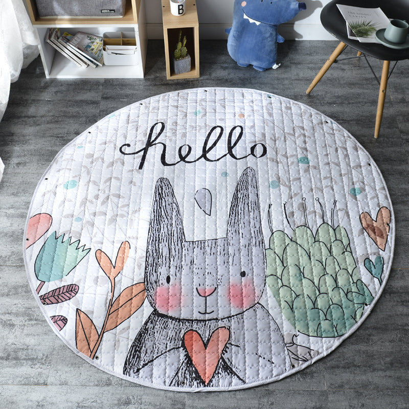 HKM-526611 Eco-Friendly Non-Slip Round Baby Crawling and Storage Mat - 1.5m Diameter, Easy to Clean and Store