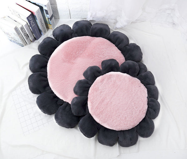 HKM-5267005 Soft Waxy Rabbit Velvet Pet Mat - Stylish Flower Design, Available in Four Colors and Three Sizes