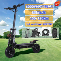 HKM-526739 60V 38AH Electric Scooter with Seat, 6000W Motor, 100-120KM Range, Foldable & Waterproof, Dual Suspension