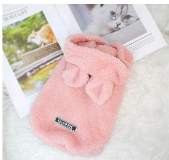 HKM-5269309 Cozy Cotton Plush Cat Outfit in Pink and Grey - Multiple Sizes Available