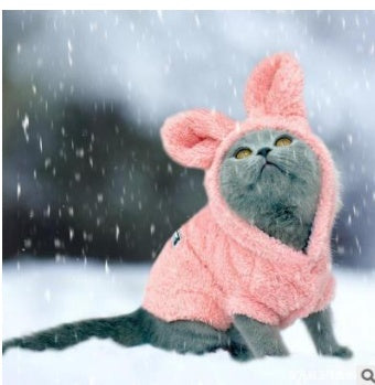 HKM-5269309 Cozy Cotton Plush Cat Outfit in Pink and Grey - Multiple Sizes Available