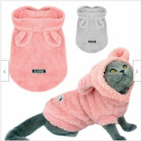 HKM-5269309 Cozy Cotton Plush Cat Outfit in Pink and Grey - Multiple Sizes Available