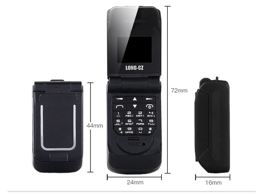 HKM-526931 Compact Mini Flip Phone - Small Screen under 4 Inches, Universal GSM with No Camera, Available in Various Colors