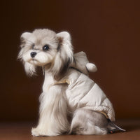 HKM-5269693 Beige and Gray Sleeveless Hooded Down Vest for Pets, Casual Polyester Apparel