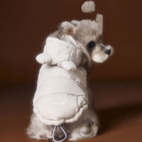 HKM-5269693 Beige and Gray Sleeveless Hooded Down Vest for Pets, Casual Polyester Apparel