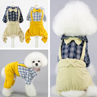 HKM-5270717 Stylish Cotton Dog Clothes for Spring and Summer – Yellow & Khaki, Sizes S to XXL
