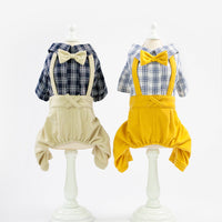 HKM-5270717 Stylish Cotton Dog Clothes for Spring and Summer – Yellow & Khaki, Sizes S to XXL