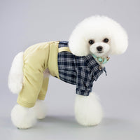 HKM-5270717 Stylish Cotton Dog Clothes for Spring and Summer – Yellow & Khaki, Sizes S to XXL