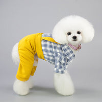 HKM-5270717 Stylish Cotton Dog Clothes for Spring and Summer – Yellow & Khaki, Sizes S to XXL