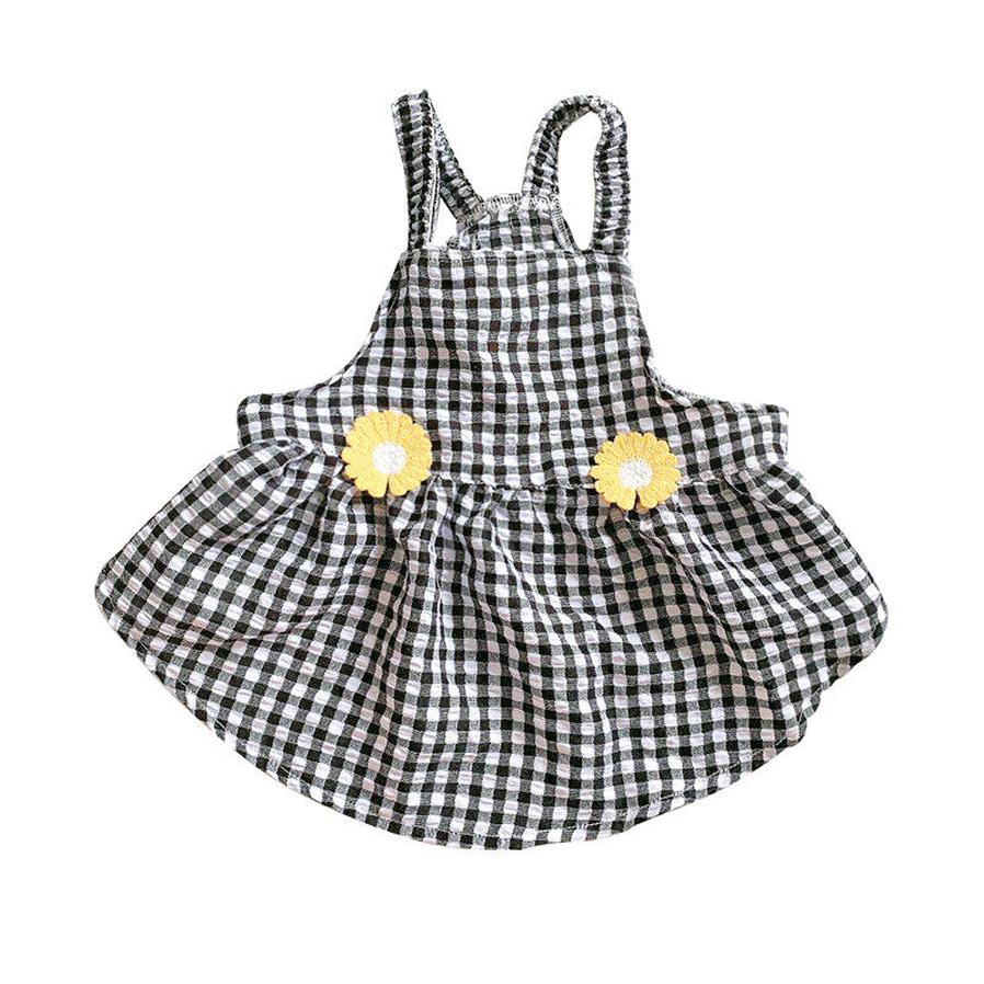 HKM-527123 French Bucket Tutu Skirt with Bubble Suspenders in Black/White and Green/White Lattice Patterns