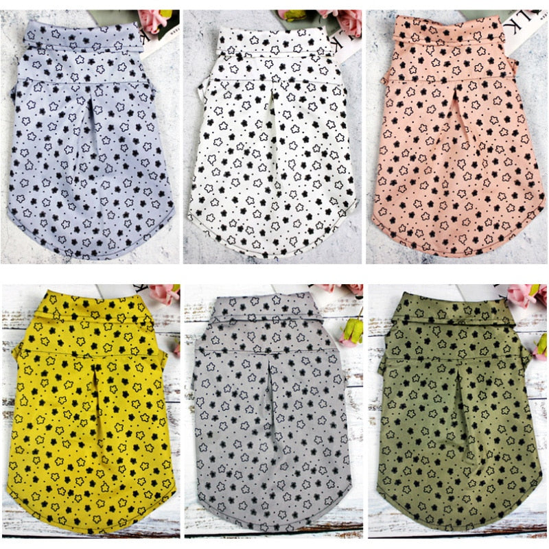 HKM-5271485 Cute Thin Clothes for Small Dogs - Teddy Bichon Collection in Blue, Pink, White, Khaki, Gray, and Yellow