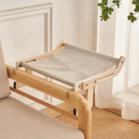 HKM-5272509 Cat Hanging Bed for Balcony or Window - Wooden Cat Hammock with Grey Powder Finish, 470x395x215MM