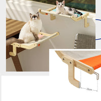 HKM-5272509 Cat Hanging Bed for Balcony or Window - Wooden Cat Hammock with Grey Powder Finish, 470x395x215MM