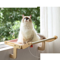 HKM-5272509 Cat Hanging Bed for Balcony or Window - Wooden Cat Hammock with Grey Powder Finish, 470x395x215MM