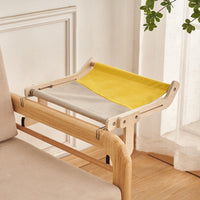 HKM-5272509 Cat Hanging Bed for Balcony or Window - Wooden Cat Hammock with Grey Powder Finish, 470x395x215MM