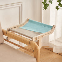 HKM-5272509 Cat Hanging Bed for Balcony or Window - Wooden Cat Hammock with Grey Powder Finish, 470x395x215MM