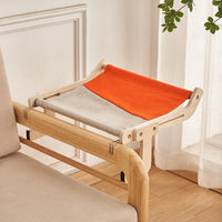 HKM-5272509 Cat Hanging Bed for Balcony or Window - Wooden Cat Hammock with Grey Powder Finish, 470x395x215MM