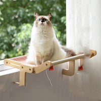 HKM-5272509 Cat Hanging Bed for Balcony or Window - Wooden Cat Hammock with Grey Powder Finish, 470x395x215MM