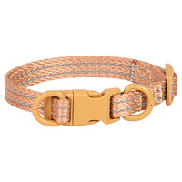 HKM-5272893 Reflective Nylon Dog Collar with Double D Ring Release in Blue, Black, Khaki, and Gray