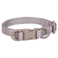 HKM-5272893 Reflective Nylon Dog Collar with Double D Ring Release in Blue, Black, Khaki, and Gray