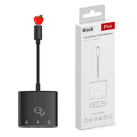 HKM-527443 3 in 1 Lightning to 3.5mm Headphone Jack Adapter with Charging, Music Control, and Calling Function for iPhone