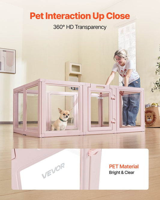 HKM-5274557 Transparent Dog Whelping Box with Window - 60x39x23 Inch Playpen for Medium Dogs