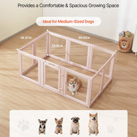 HKM-5274557 Transparent Dog Whelping Box with Window - 60x39x23 Inch Playpen for Medium Dogs