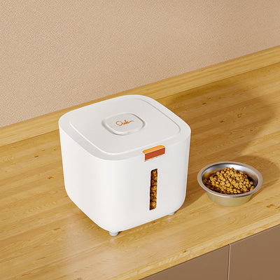 HKM-5274685 Large Ivory White Pet Storage Barrel ¨C 6kg to 12kg Capacity Food Storage Bucket