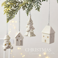 HKM-527507 Ceramic Mini House Christmas Tree Pendant Collection - Various Designs and Weights