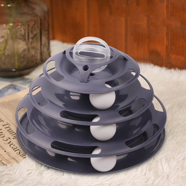 HKM-5275709 Interactive Cat Toy Turntable with Glow-in-the-Dark Balls, 25.5cm Diameter